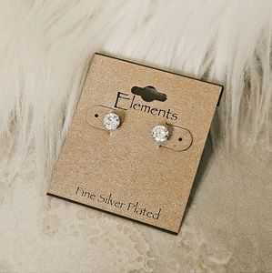 AMARYLLIS: Elements Round Silver Plated Diamond Earrings